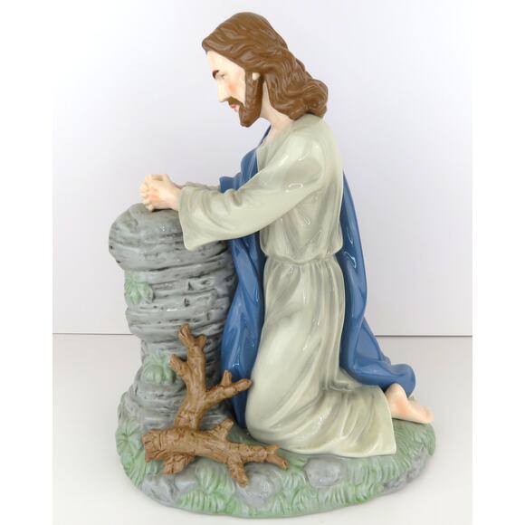 Large Jesus Praying Ceramic Figurine 12” Religious Statue Glazed Christian Decor - Picture 3 of 12